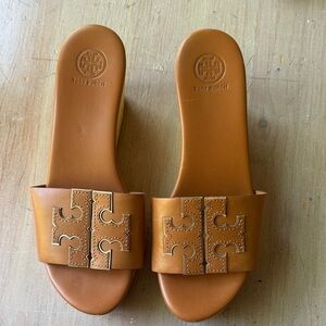 Tory Burch Ines Double Leather Wedge Size 8